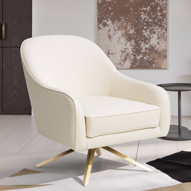 Swivel Club Chair PU Leather Leisure Armchair Upholstered Accent Chair