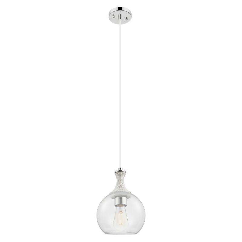 Innovations Lighting Downtown Urban - Astor - 1 Light 8" Rope Detailed Cord Hung Mini Pendant - Clear Shade/Polished Nickel