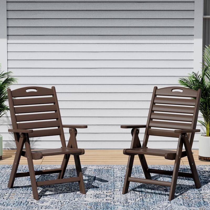 Coastline Patio Folding Highback Dining Chair Set of 2