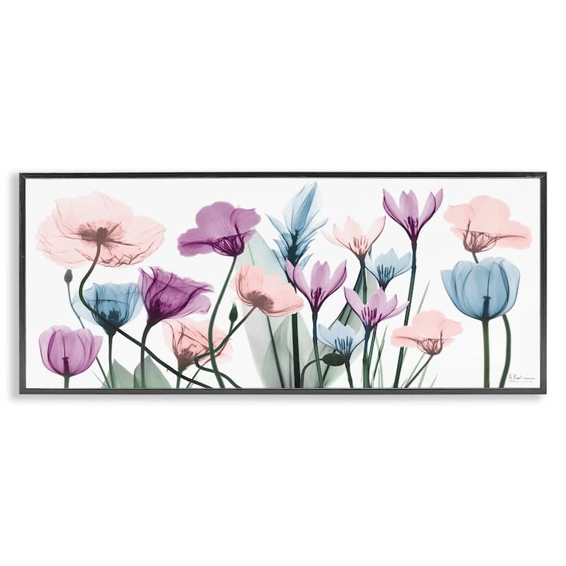 Stupell Modern Translucent Pastel Tulips Flower Buds Blossoms Framed Wall Art - Purple - 30 x 13 - Black