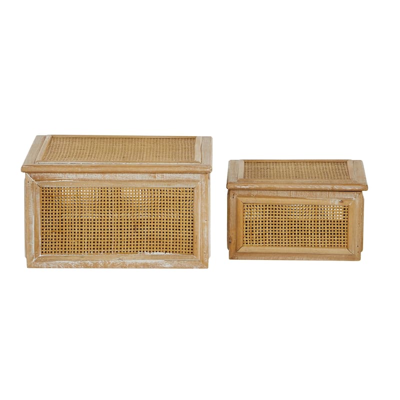 Wood Decorative Box with Lid - Set of 2 Brown - Roche River Decor