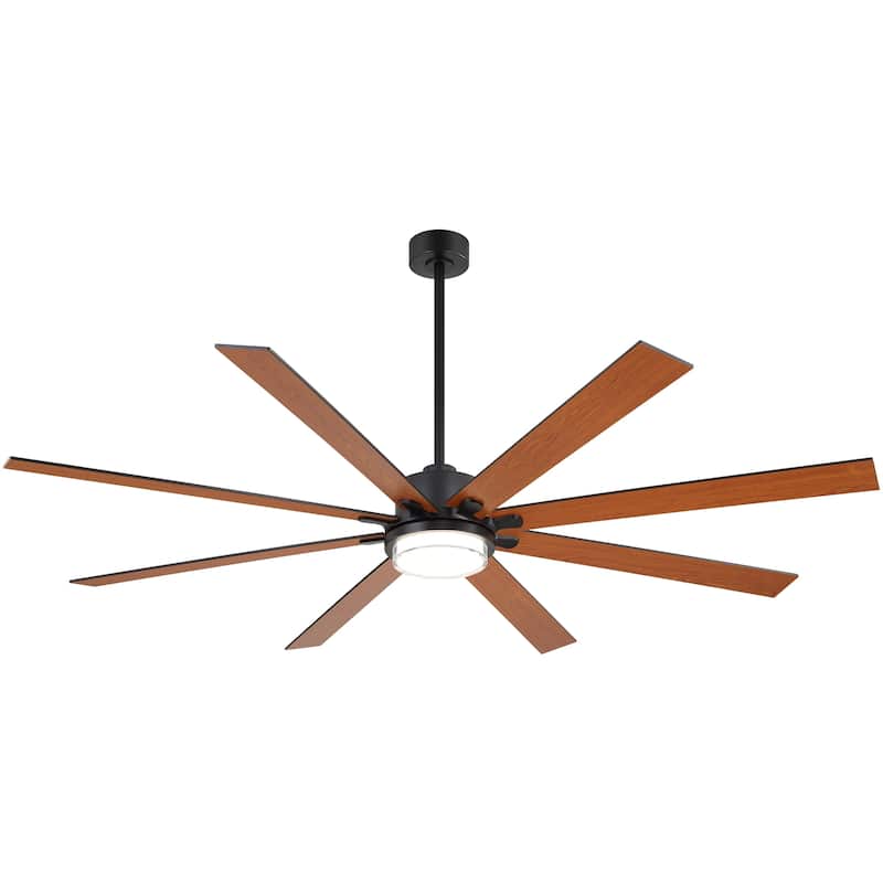 75"/80" Modern Matte Black Ceiling Fan with LED Light and Remote(8/10 Blades)