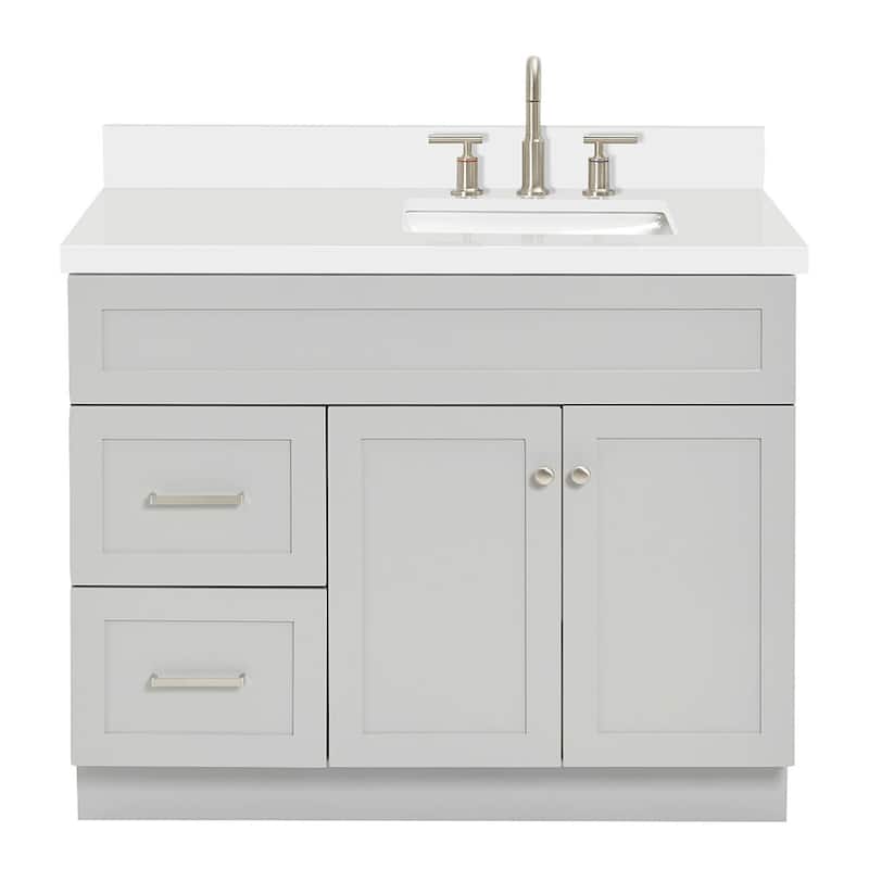 Ariel F043SRWQRVO Hamlet 43" Free Standing Single Basin Vanity Set - Grey / Pure White Top - Ash Finish