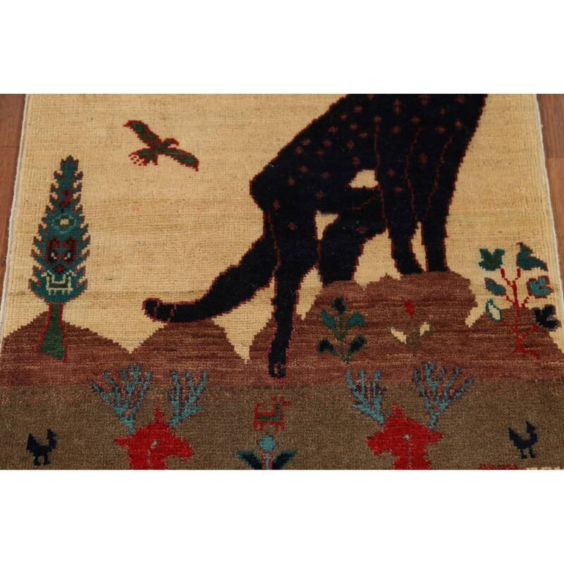 Animals Design Kazak Accent Rug Hand-Knotted Wool Carpet - 2'1"x 2'10"