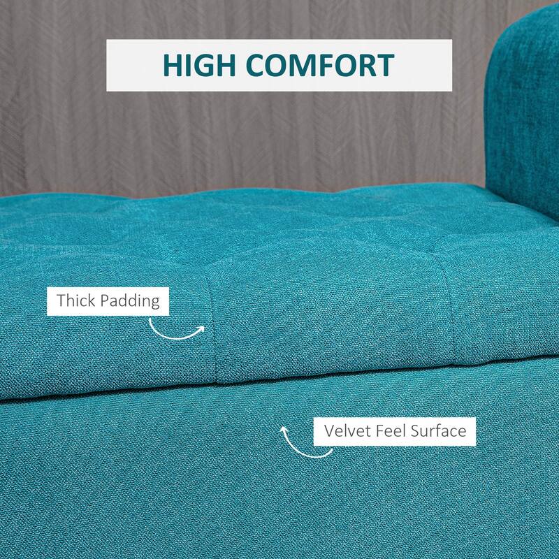 Storage Ottoman Bench, Upholstered End of Bed Bench with Rolled Arms, Wood Legs, Button Tufted Storage Bench with Safety Hinges
