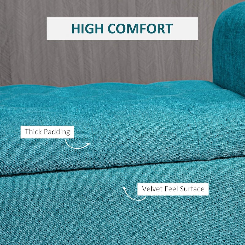 Velvet Button Tufted Storage Bench with Flip Top and Rubberwood Legs - 51.25" W x 17.75" D x 25.5" H