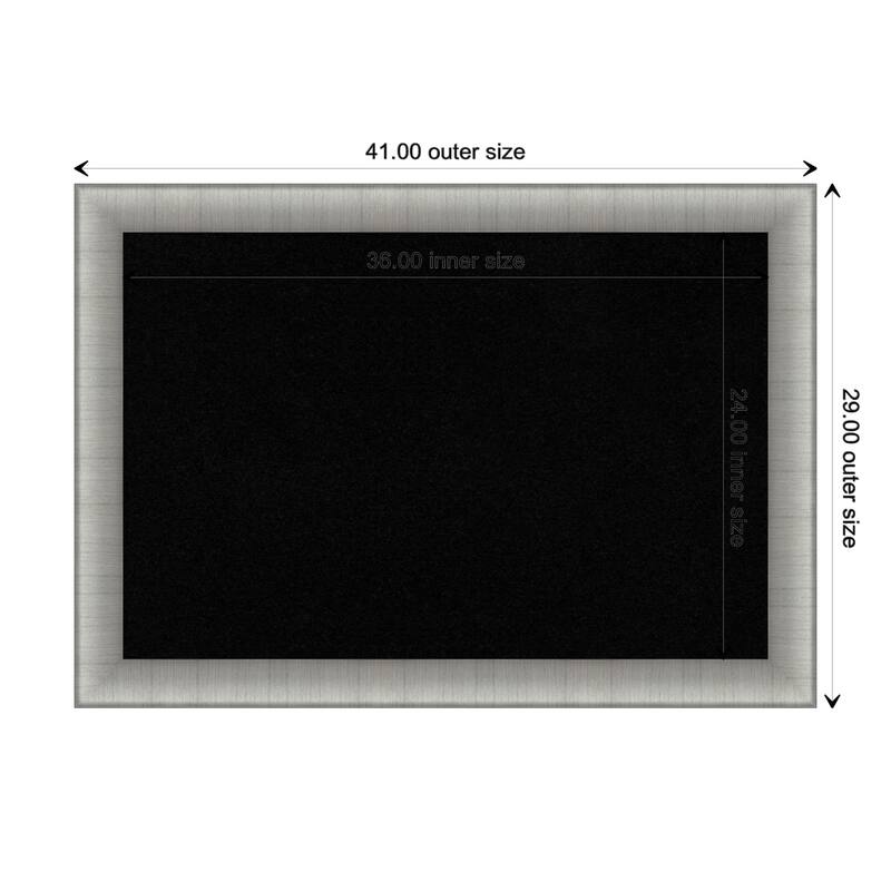 Elegant Brushed Framed Black Corkboard Bulletin Board - Elegant Brushed Pewter - Board Size 36x24