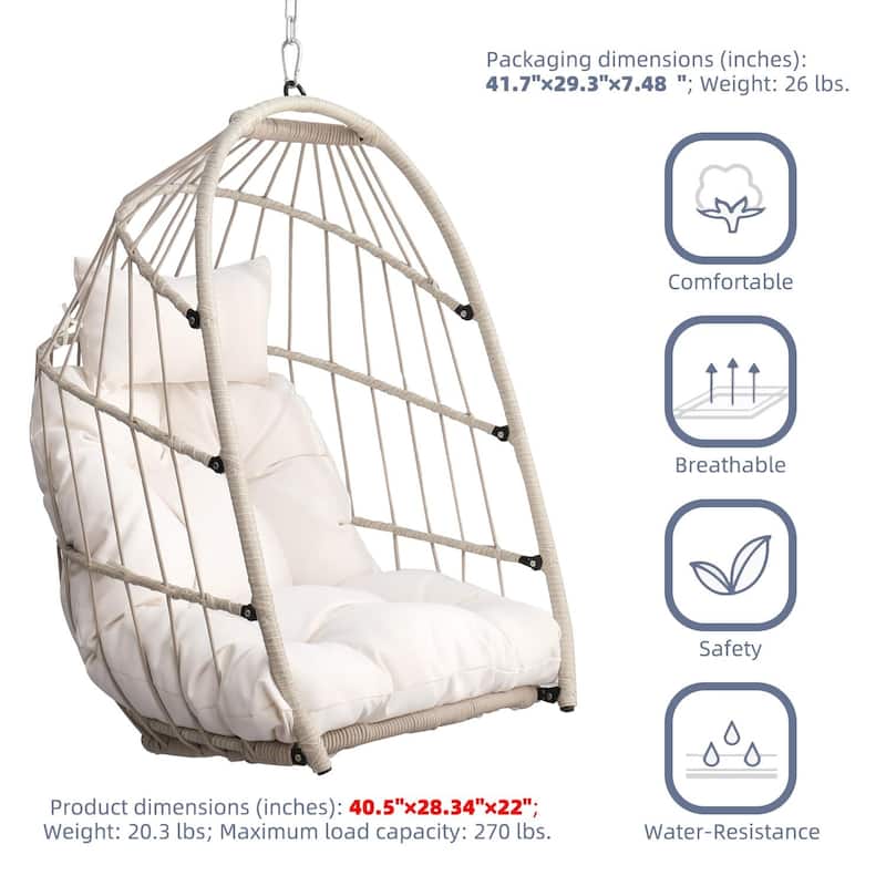 Outdoor garden rattan egg swing chair hanging chair