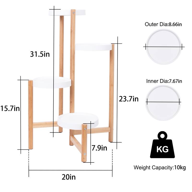 Solid Bamboo Tall Plants Stand Pot Holder Display Rack Indoor&Outdoor