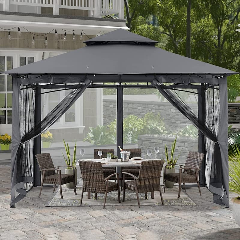 ABCCANOPY Patio Outdoor Gazebo for Double Roof Soft Canopy - 10ftx12ft - Dark Gray
