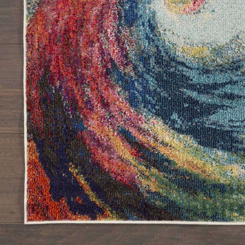 Power Loomed Abstract Modern Non Skid Stain Resistant Area Rug - 126' X '94' X '0.5