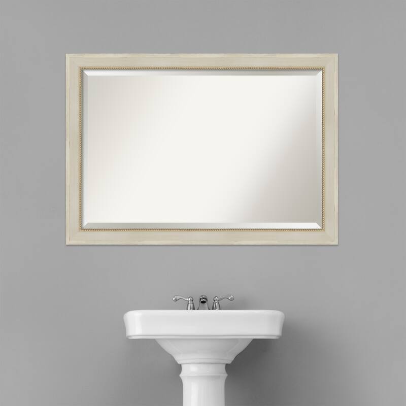 Beveled Wood Bathroom Wall Mirror - Parthenon Cream Frame - Parthenon Cream
