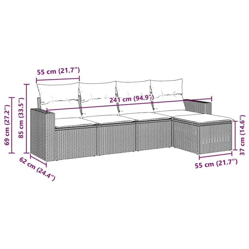 vidaXL Garden Sofa Set Brown, Cream White - 21.7 x 21.7 x 14.6