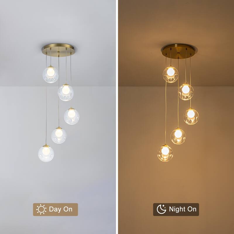 Modern Textured Glass Globe Pendant Light Frosted Shade Dining Room