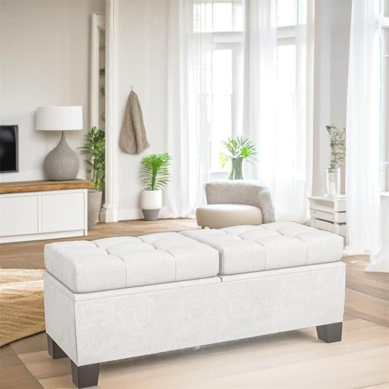 46" Storage Upholstered Ottoman Bench with Steel Frame