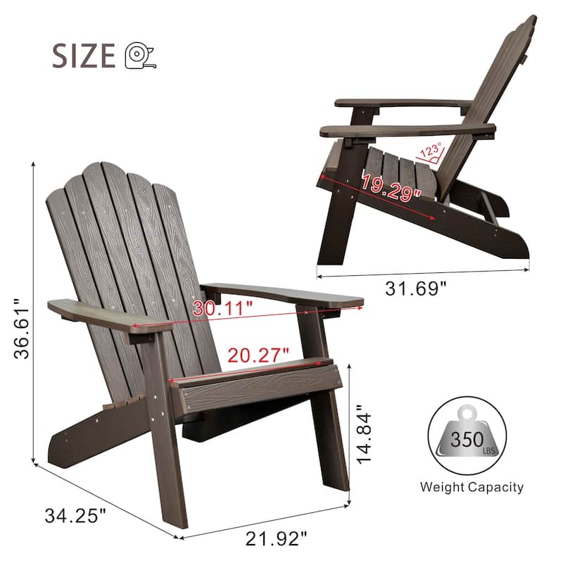 OVIOS Plastic Wood Adirondack Outdoor Patio Chair Set of 2