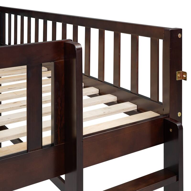 Low Loft Bed Toddler Bed Kids Bed with Slide and Ladder