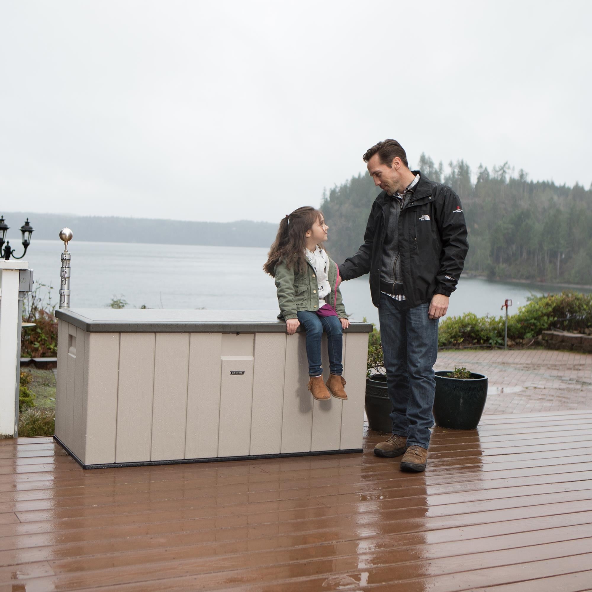 Lifetime Heavy-Duty Outdoor Storage Deck Box (150 Gallon) - On