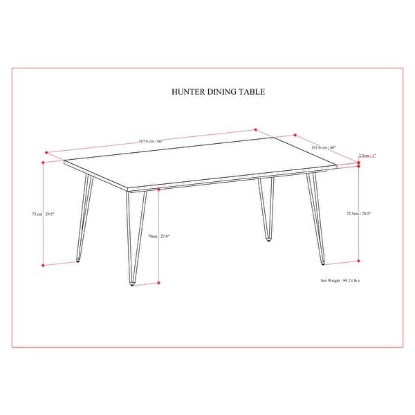 dimension image slide 5 of 6, WYNDENHALL Moreno Industrial Wood Dining Table