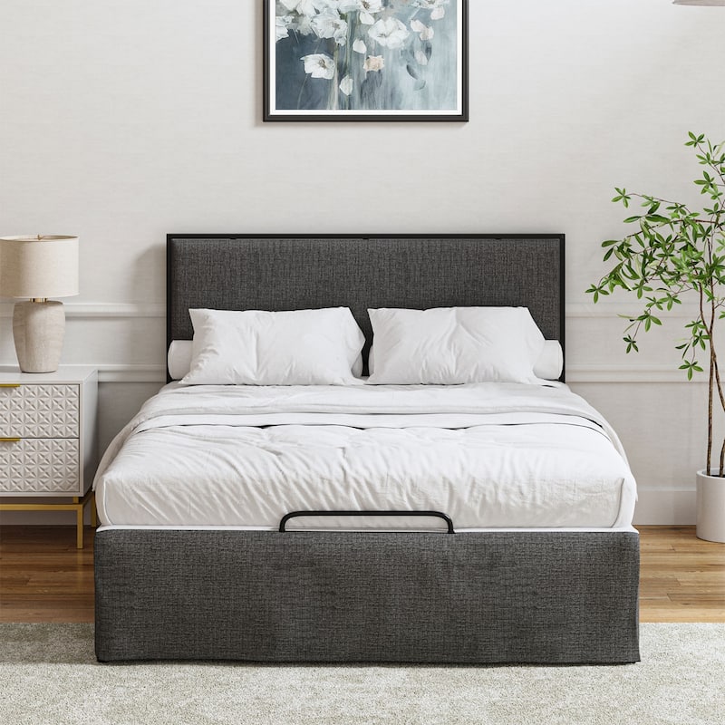 Oliver Modern Washable Slipcover Bed Upholstered Metal by HULALA HOME