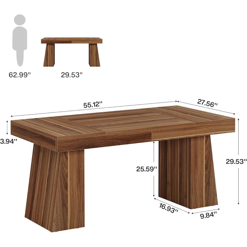 55" Executive Desk, Office Desk with Double Pedestal for Home Office