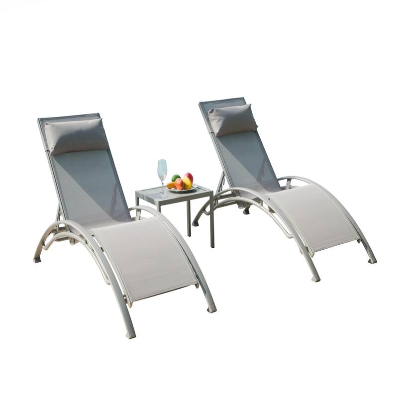 Pool Lounge Chairs Set of 3 - Grey