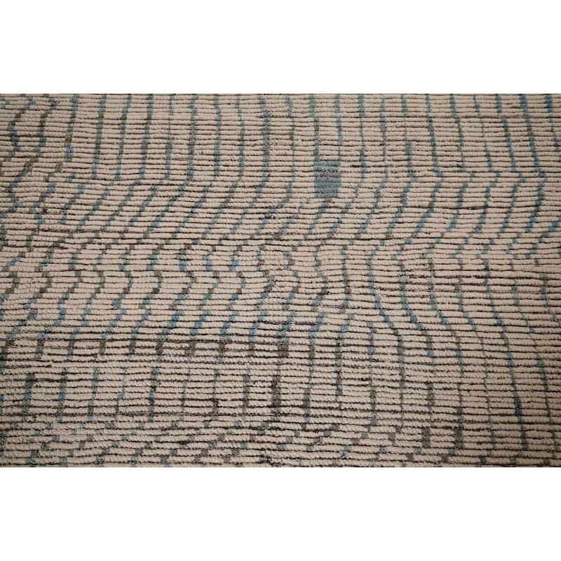 Earth Tone Striped Moroccan Large Area Rug Handmade Wool Carpet - 12'3" x 18'5"