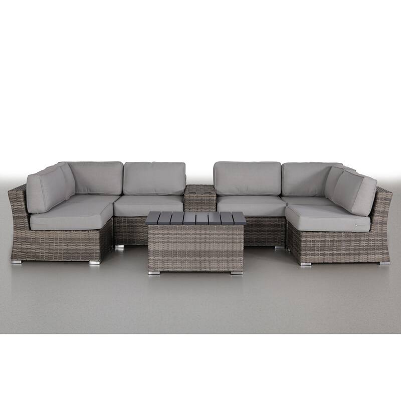 LSI 8 Piece Sectional Seating Group With Olefin Grey Cushions