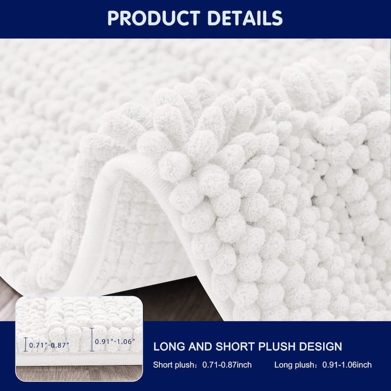 Subrtex Non-slip Bathroom Rugs Chenille Soft Striped Plush Bath Mat