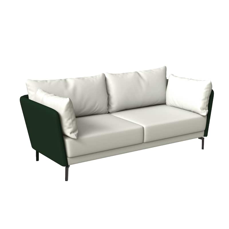 Luxify 3-Seater Leather Sofa in Upholstered Leather with Metal Legs & Removable Cushions for Living Room & Lounges - Green