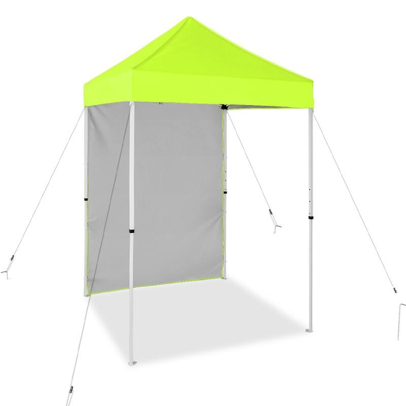 EAGLE PEAK Pop up Canopy 5x5, Outdoor Portable Canopy Tent with One Removable Sunwall, Carry Bag Included - Neon Green