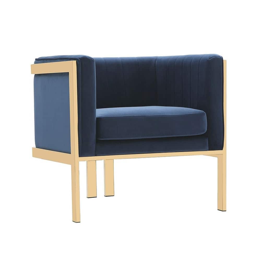 Manhattan Comfort Paramount Polished Brass Velvet Accent Armchair