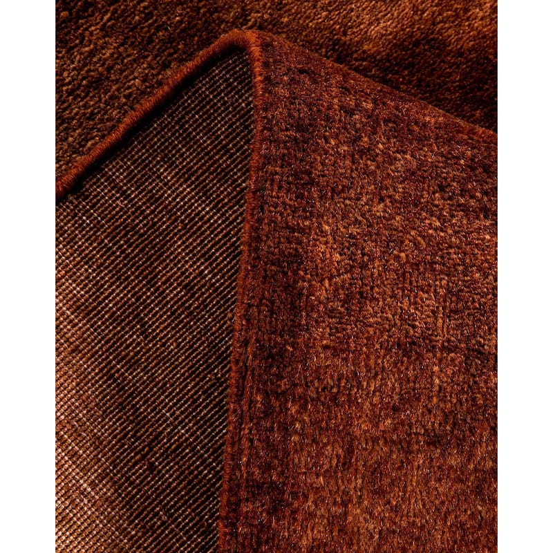 Overton Hand Knotted Wool Vintage Inspired Modern Contemporary Overdyed Brown Runner Rug - 2' 6" x 10' 4"