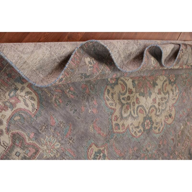 Gray Tabriz Persian Vintage Area Rug Handmade Wool Carpet - 6'8" x 9'7"