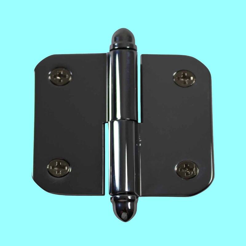 Chrome Plated Extruded Brass Right Lift Off Door Hinges 2" L Square Shape Hinges with Helmet Finials Tips Renovators Supply