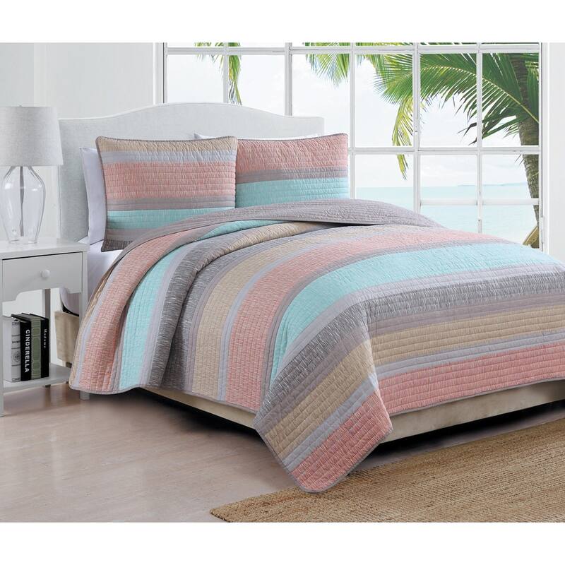Estate Collection Delray Striped Quilt Set - Multi - Twin