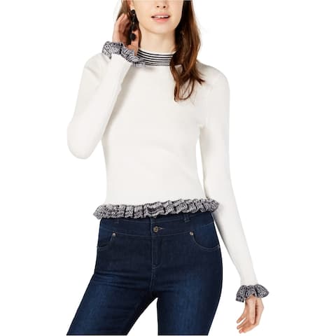 French Connection Womens Alexa Ruffle Trim Pullover Sweater