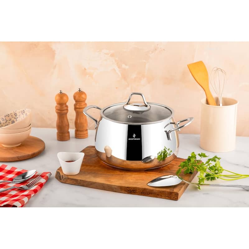 Sofram 18/10 Stainless Steel Deep Casserole w/ Glass Lid