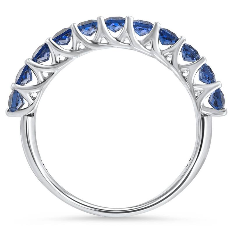 2.50Ct Blue Sapphire Wedding Anniversary Ring Stackable White Gold Band