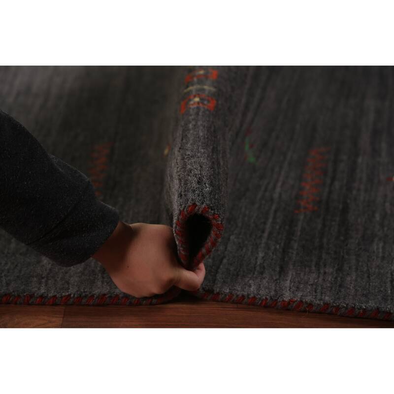 Gabbeh Oriental Area Rug Hand-Knotted Wool Carpet - 8'4"x 9'10"