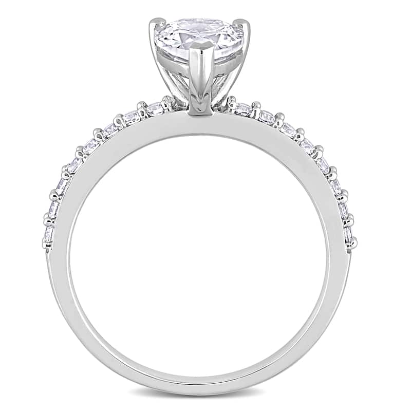 Miadora 2 1/8ct TGW Pear-cut Created White Sapphire Teardrop Engagement Ring in 10k White Gold
