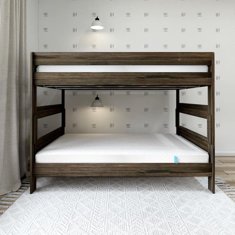 Max and Lily Farmhouse Queen over Queen Bunk Bed with Two Mattresses