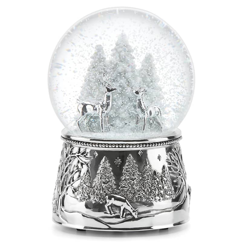 Reed And Barton North Pole Bound Reindeer Musical Snow Globe