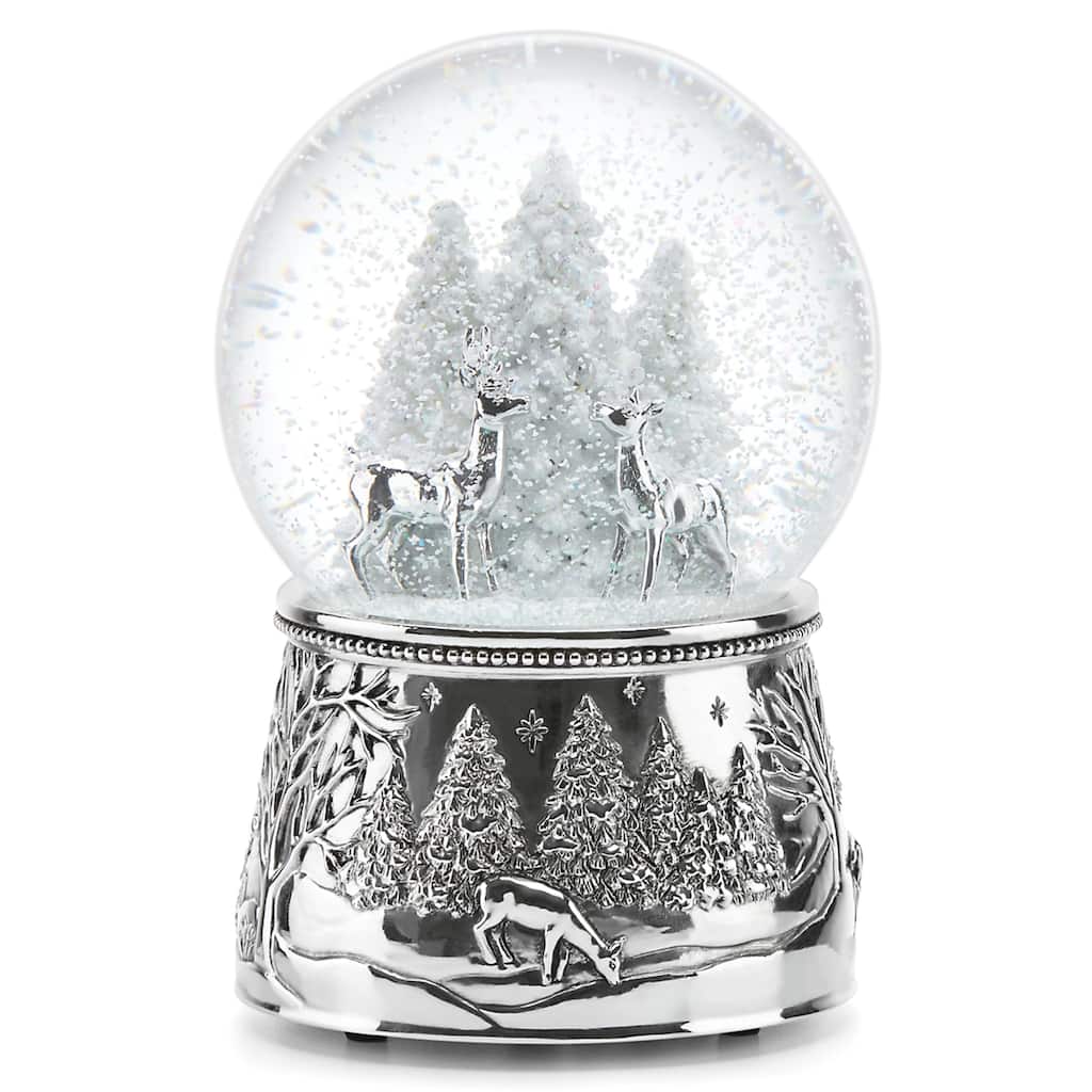 Reed And Barton North Pole Bound Reindeer Musical Snow Globe