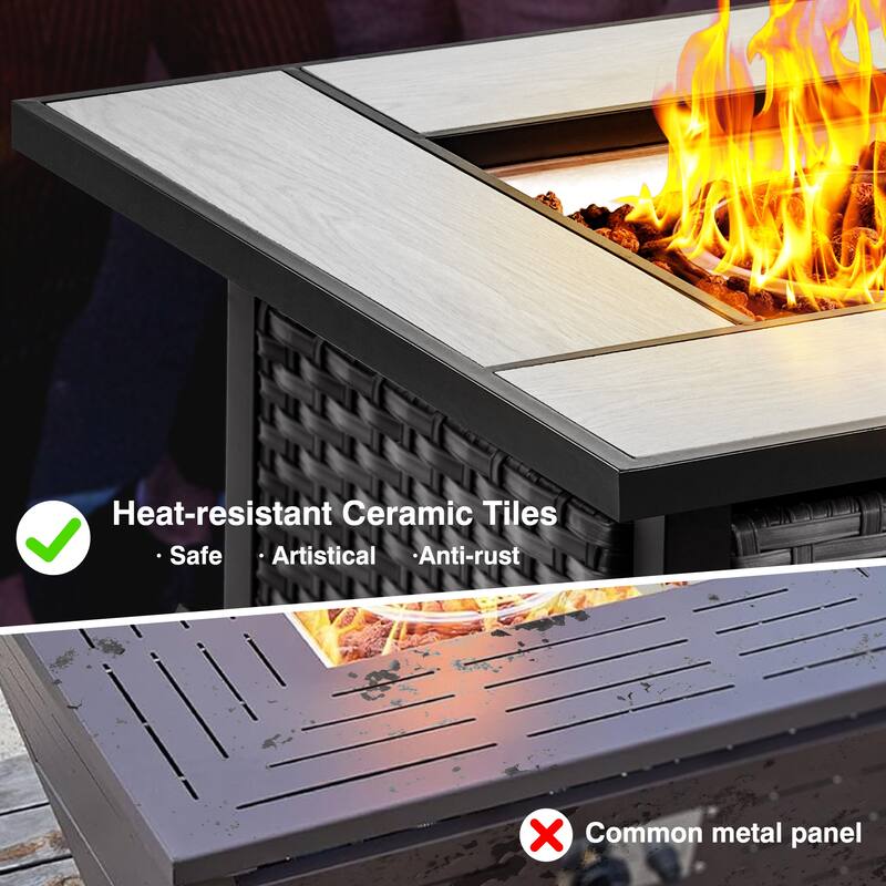 OVIOS 7-piece Patio Swivel Chair Set with 30" Fire Pit