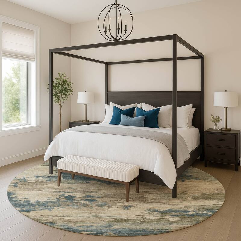 Premium Washable Super Soft Modern Chic Mayfield Rug - Teal - 8' x 8'