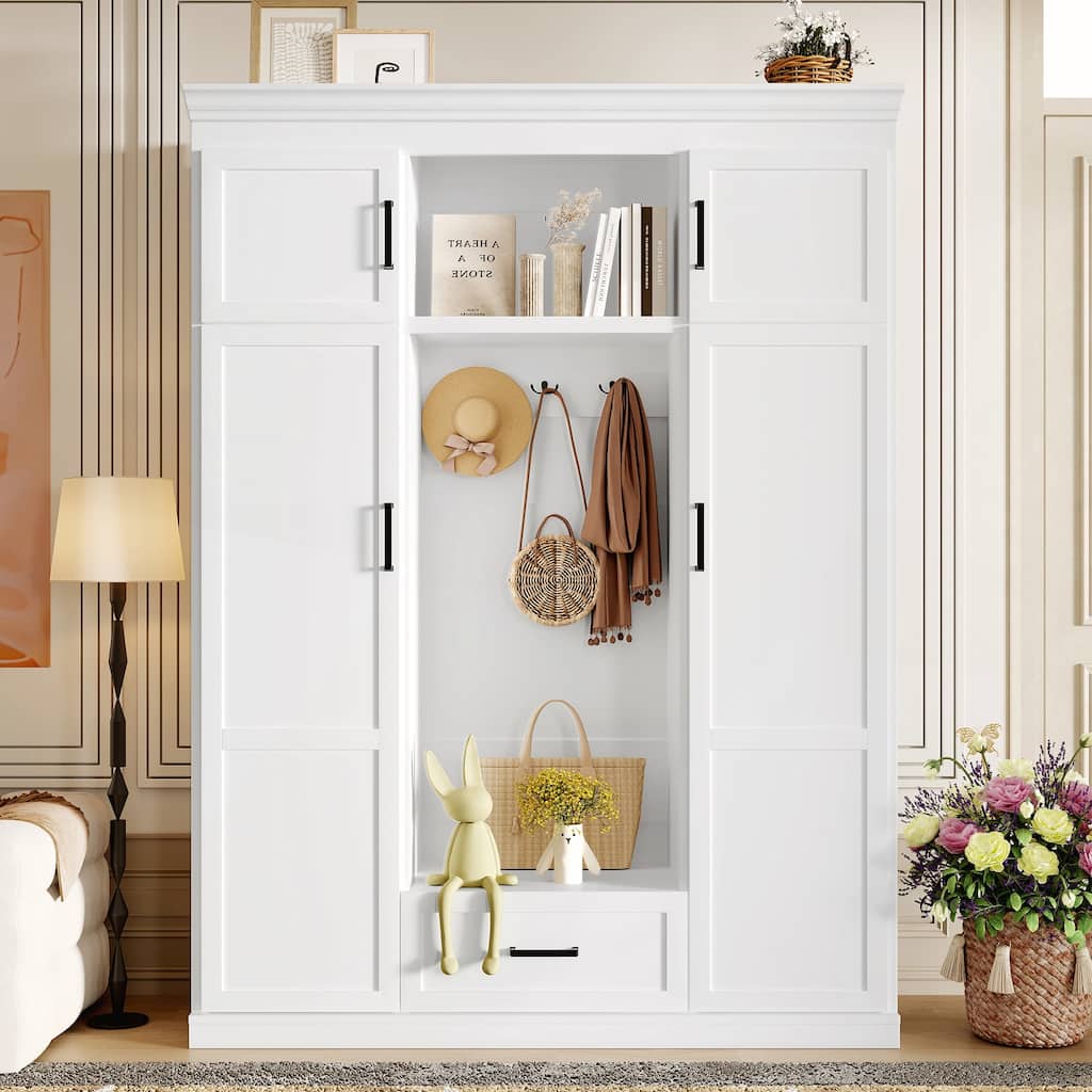 85.2in H Hall Tree with Bench and 3 Hooks for Entryway and Living Room