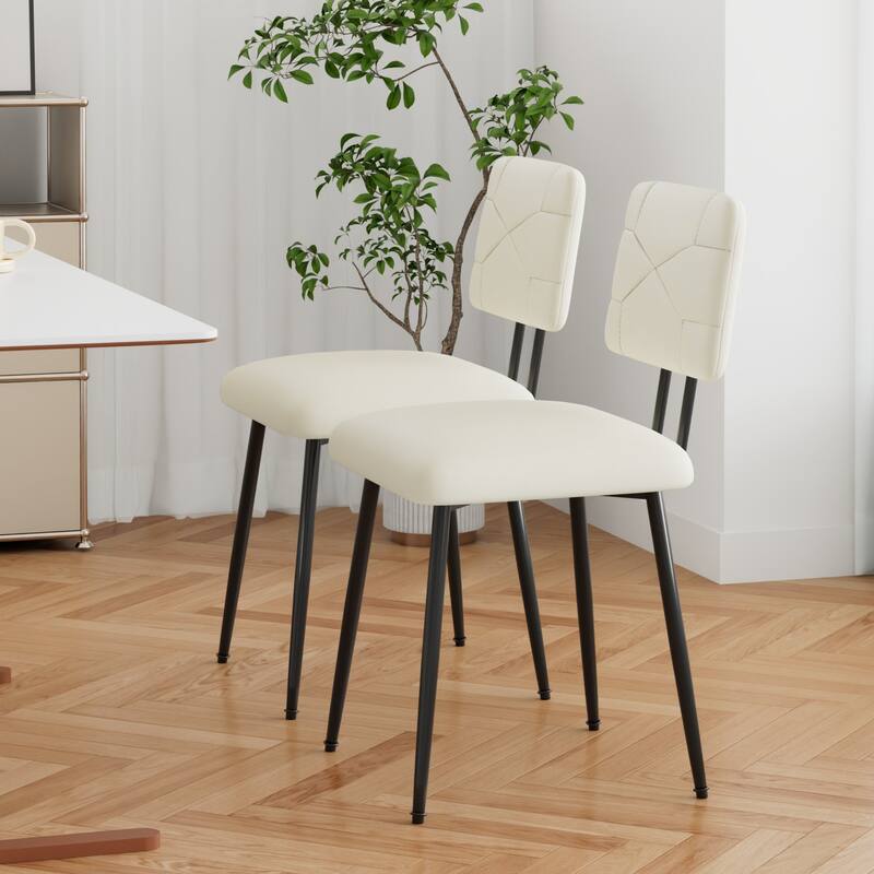 VECELO PU Leather Dining Chairs 2/4-Pack X-Back Side Chairs with Gold/Black Legs for Living room Bedroom Study Kitchen