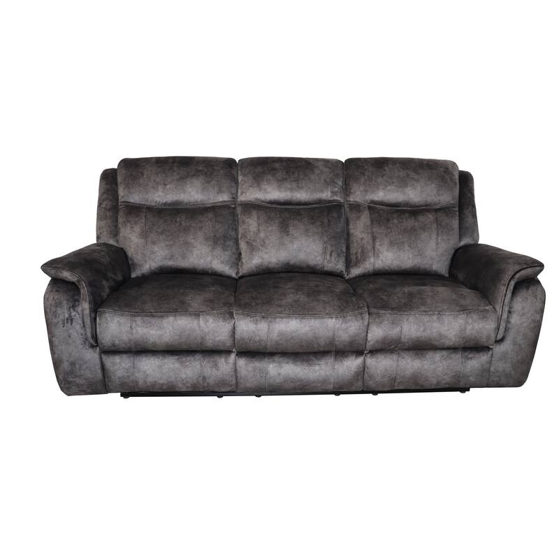 Harbor 82 Inch Sofa with Dual Power Recliners, Gray Faux Suede Upholstery