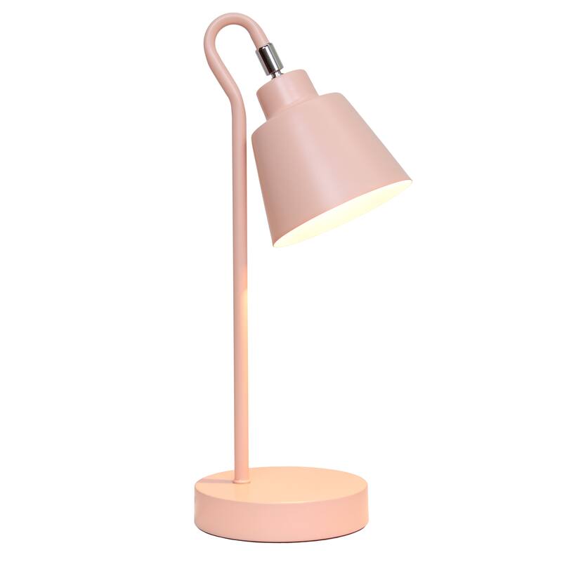 Metal Desk Lamp with Looped Arm and Adjustable Cone Shade